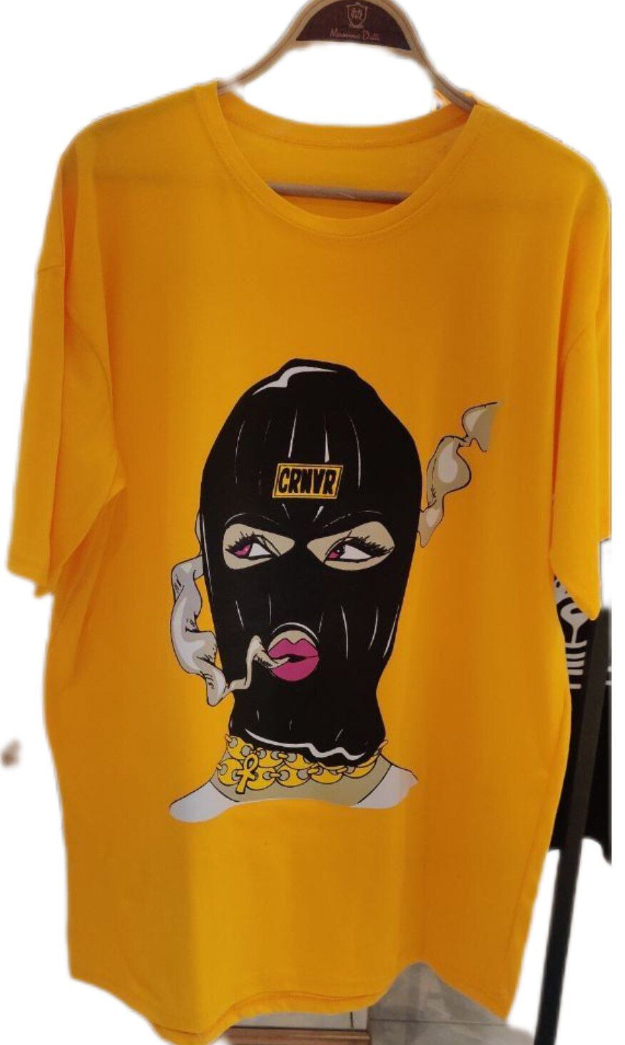 تیشرت لانگ  فری سایز  رنگ صورتی آبی زرد